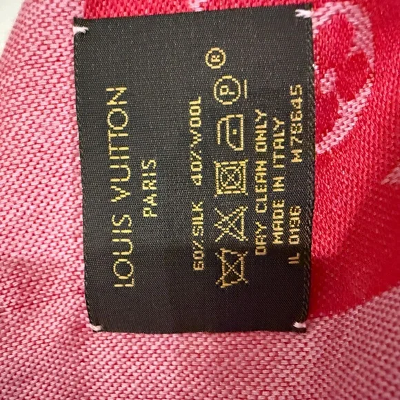 Louis Vuitton Pink Monogram Silk-Wool Scarf - Picture 4 of 4